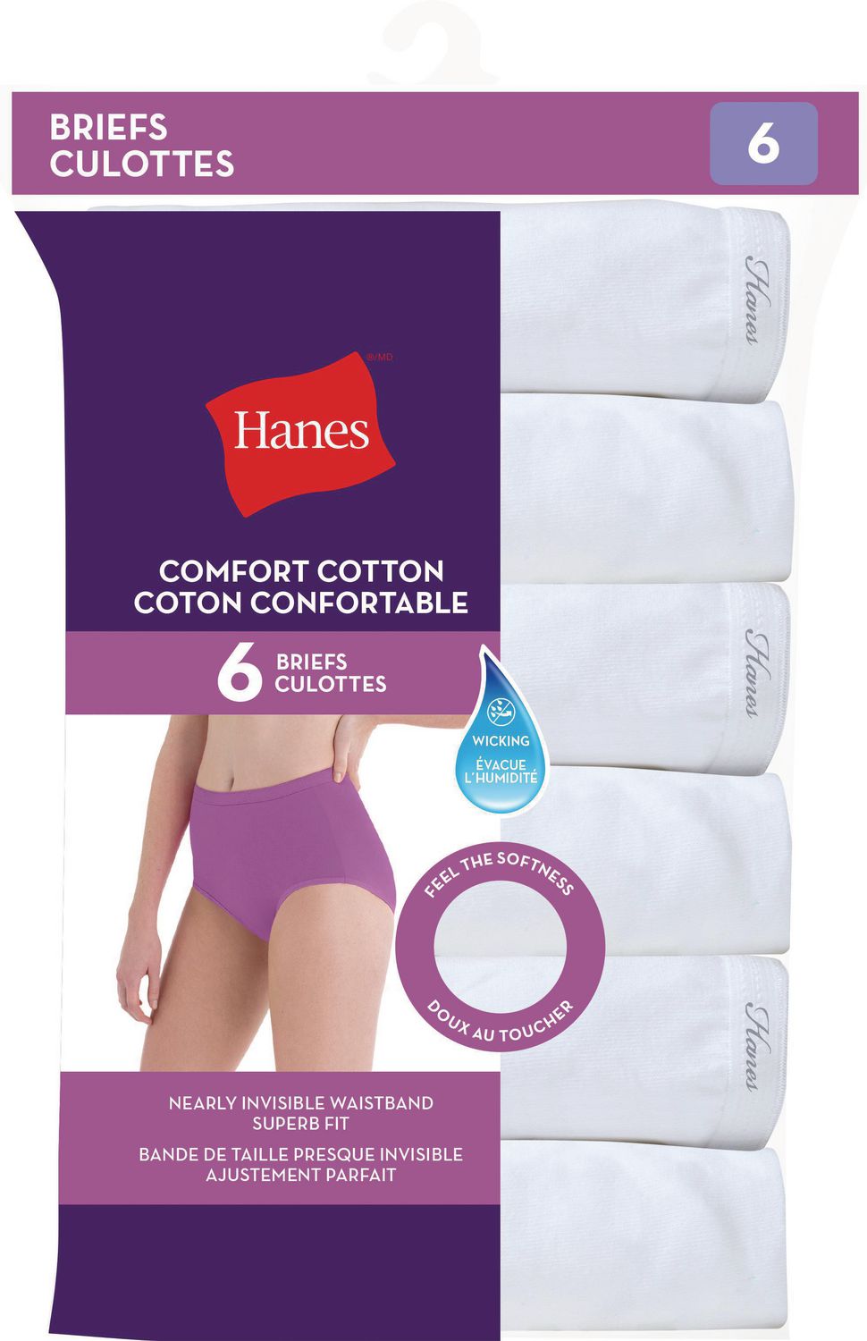 Hanes Women's 6-pack Basics Brief, Sizes: S-2XL