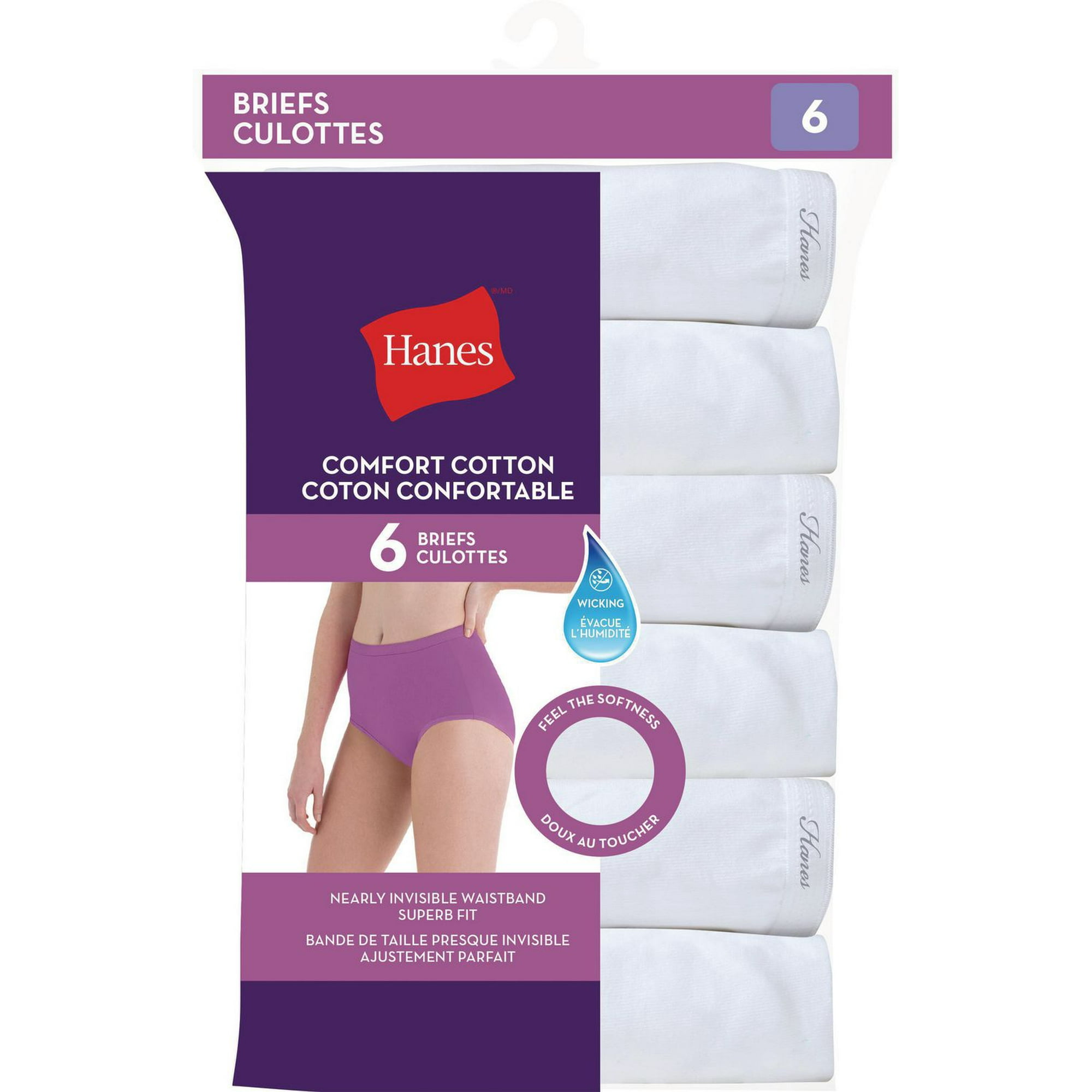 Hanes Women's 6-pack Basics Brief, Sizes: S-2XL 