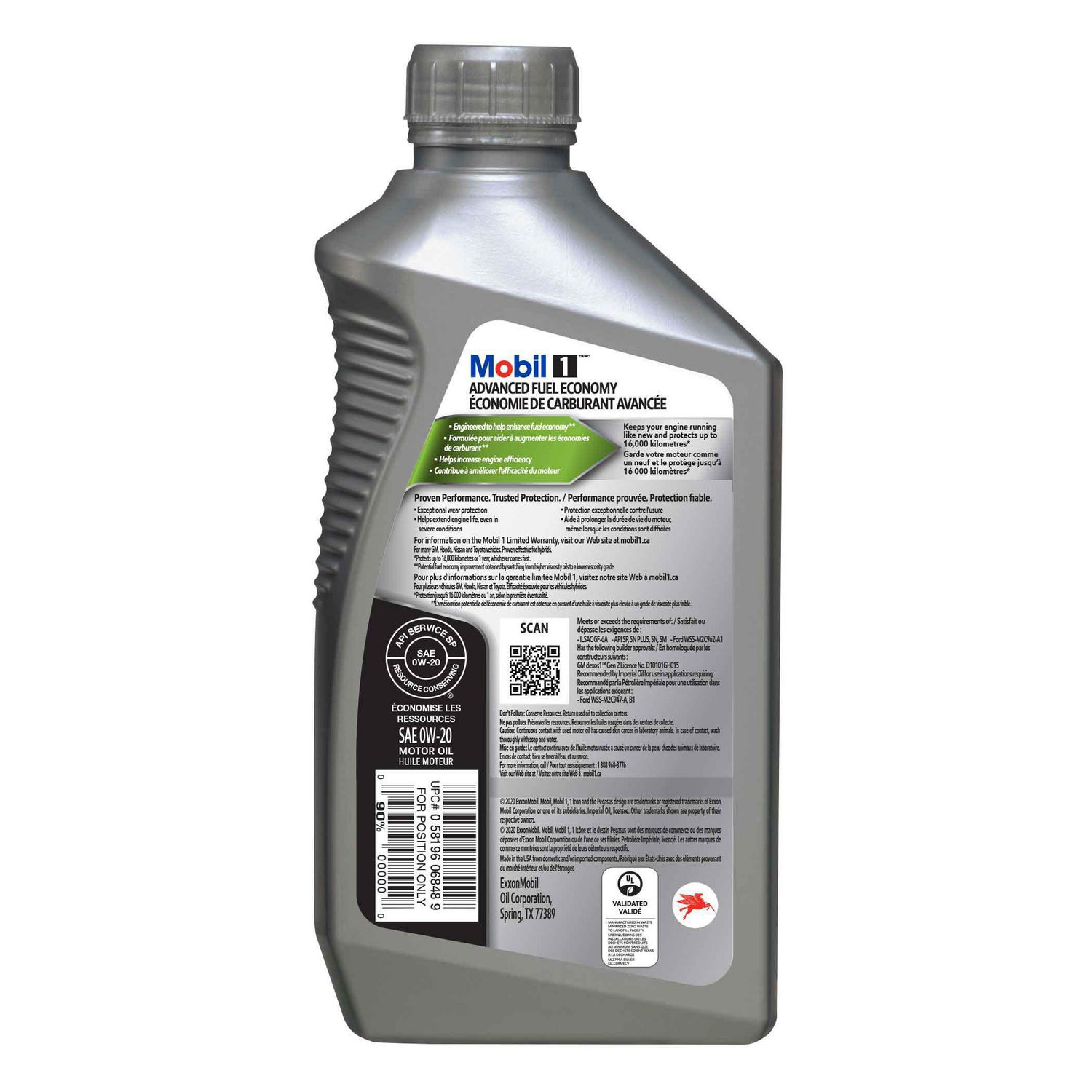 Mobil 1™ Advanced Fuel Economy Full Synthetic Engine Oil 0W-20, 1