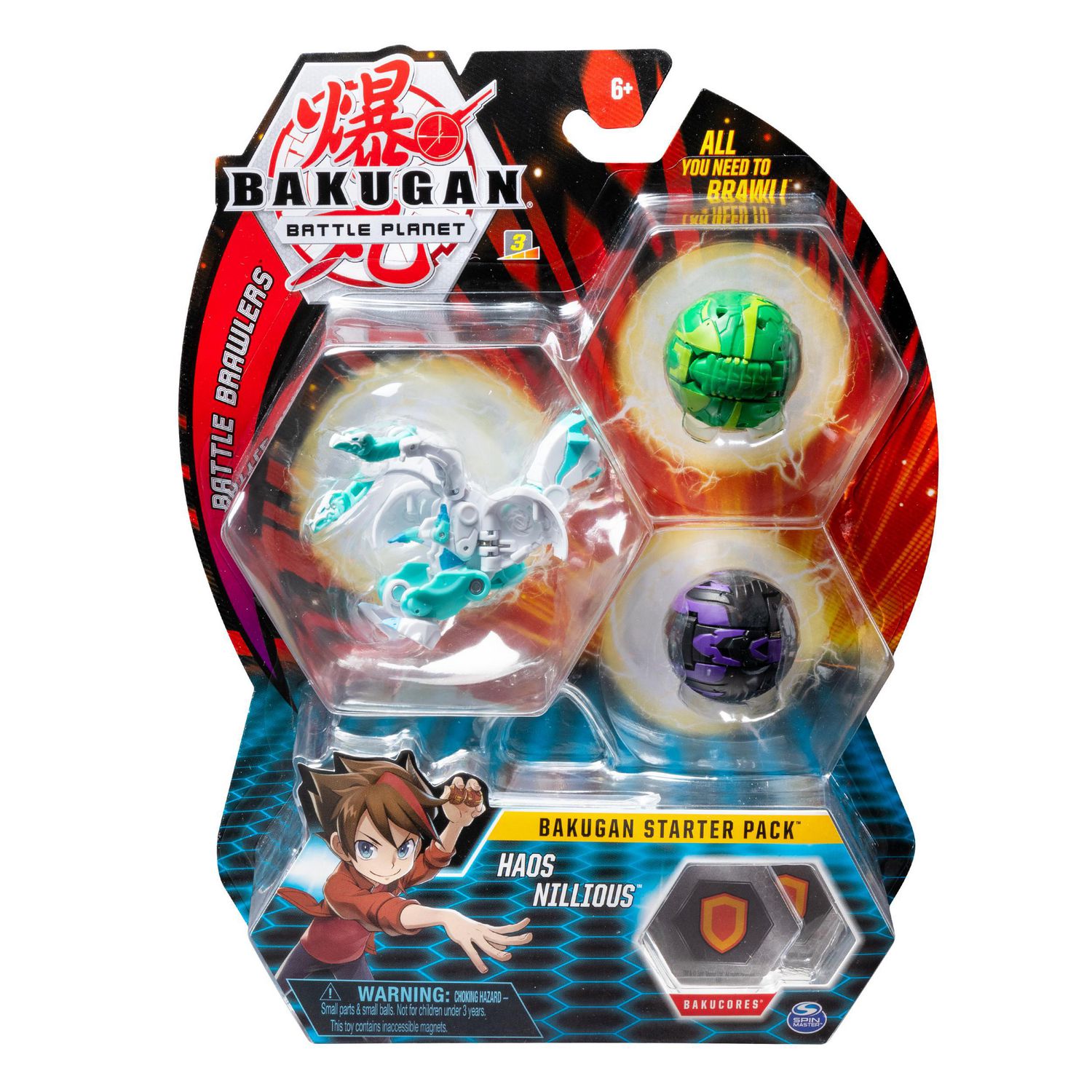 Bakugan Starter Pack 3-Pack, Haos Nillious, Collectible Action