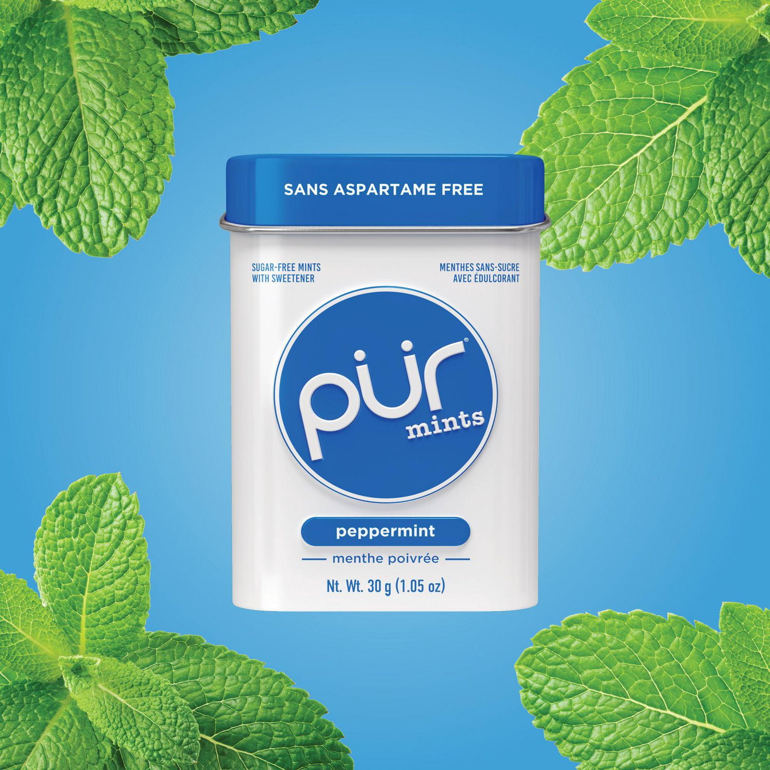 PUR Mints, Aspartame Free, Sugar Free & Made with Xylitol, Peppermint Mints, 30 Pieces, Pack of 1