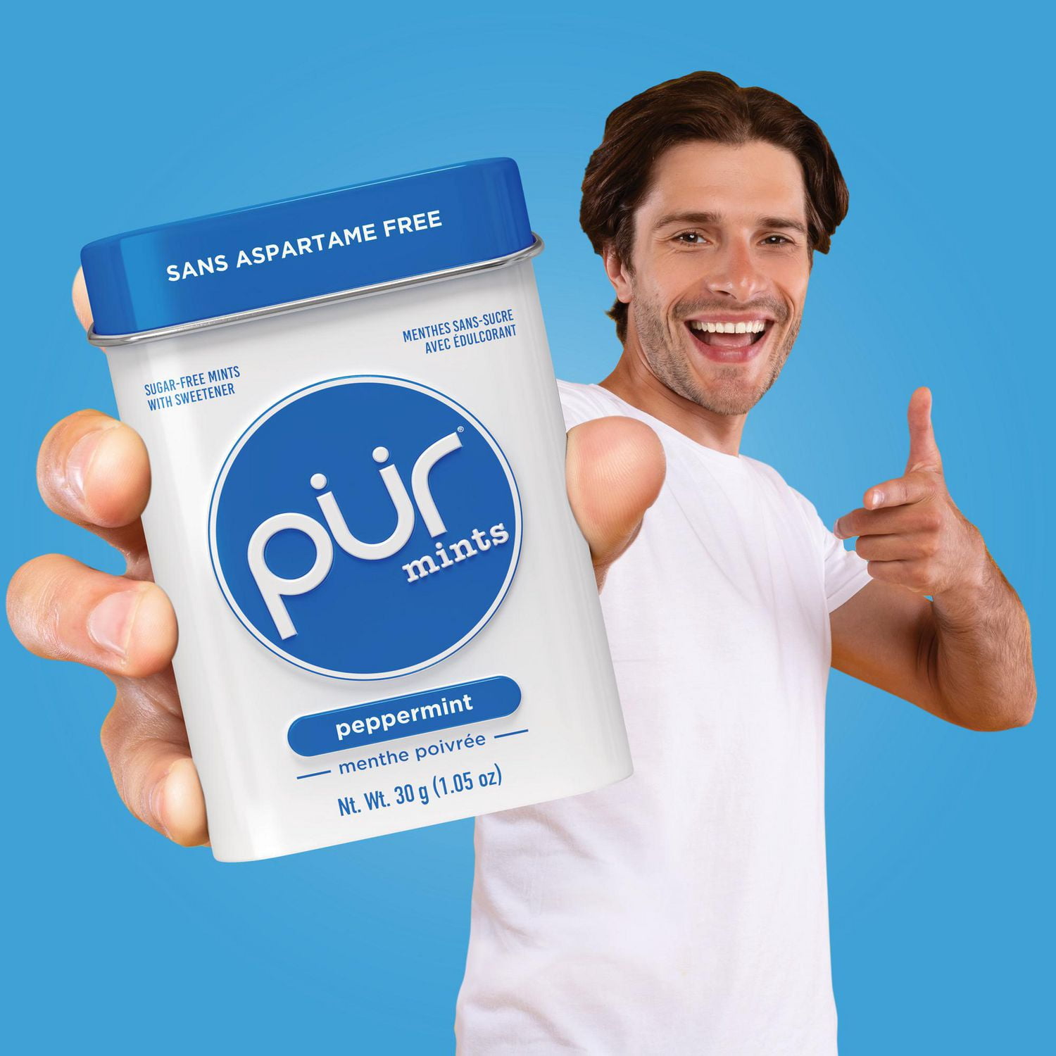 PUR Mints, Aspartame Free, Sugar Free & Made with Xylitol, Peppermint Mints, 30 Pieces, Pack of 1