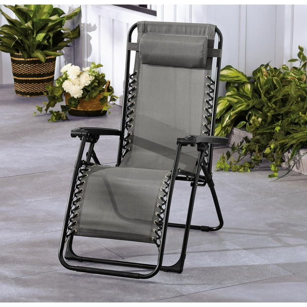 Mainstays Patio Zero Gravity Chair Grey, Faderesistant fabric
