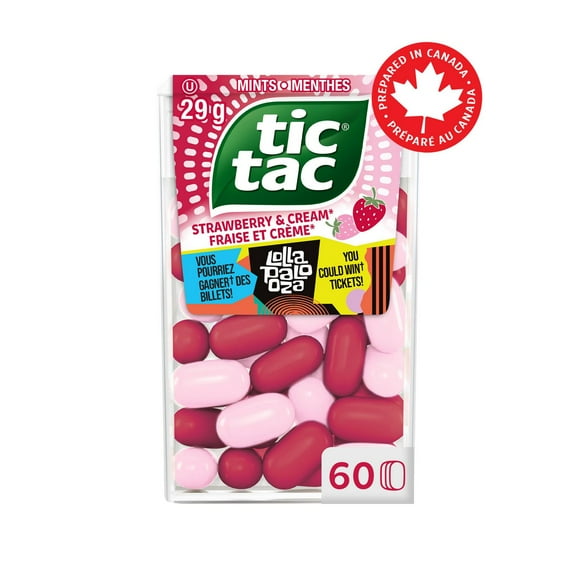 TIC TAC® Mints, Strawberry and Cream, Mint Candy, 60 pills, 29 grams