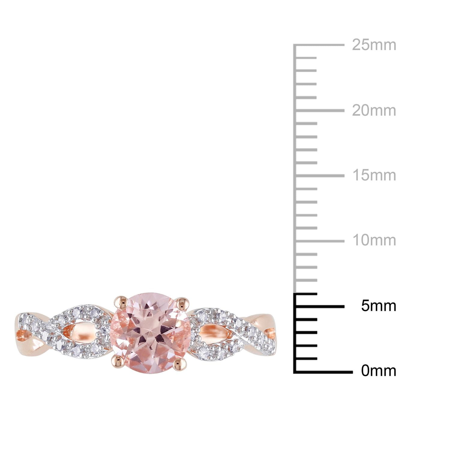 Bague de style superposée Tangelo avec morganite 0,80 ct PBT et diamants 0,10 ct poids total en or rosé 10 K
