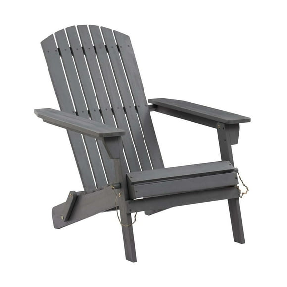 Patioflare Foldable Acacia Adirondack Patio Chair, Grey