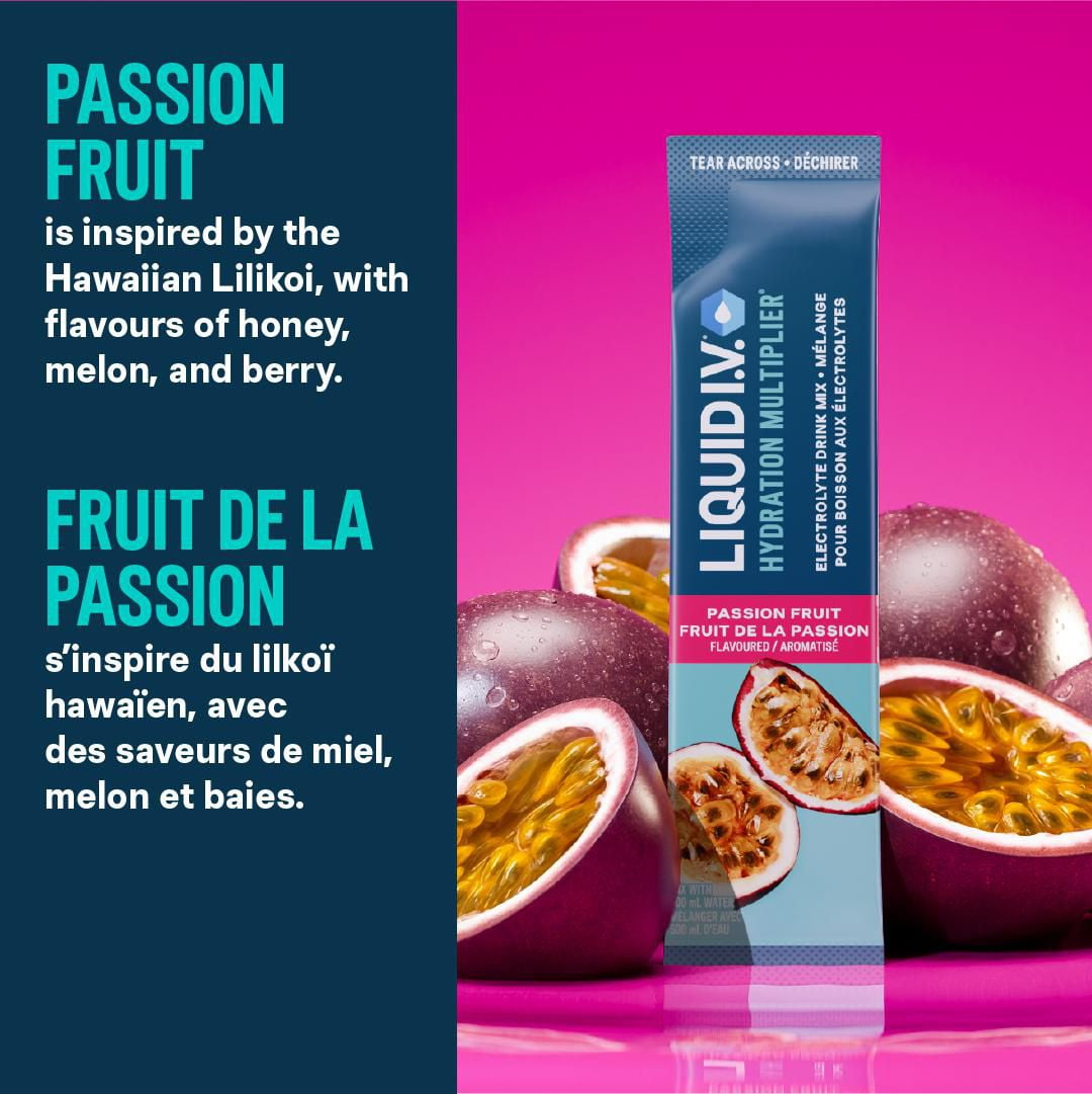 Mélange pour Boisson aux Électrolytes Liquid I.V. Hydration Multiplier Fruit de la Passion 16g Mélange/6 unités