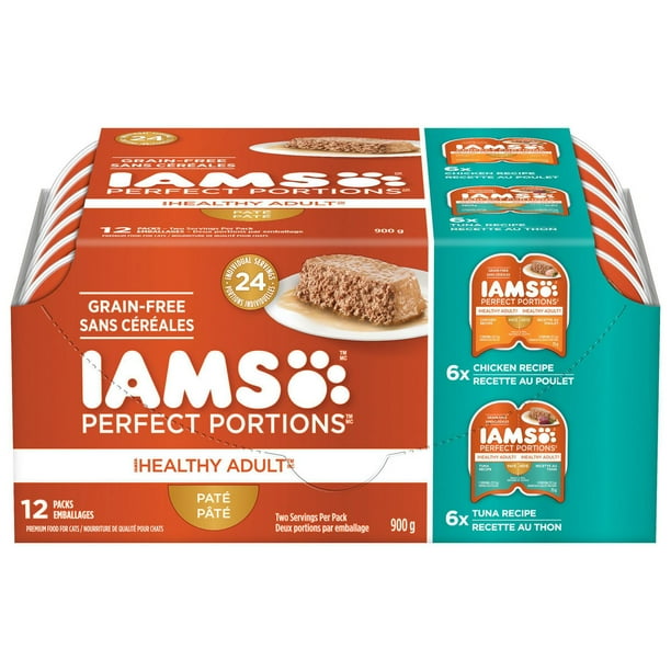 Iams Perfect Portions Chicken & Tuna Paté Variety Pack Healthy Adult ...