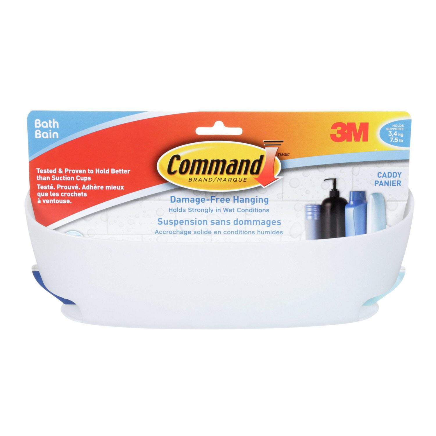 Command™ Shower Caddy with WaterResistant Strips, BATH11EF, frosted