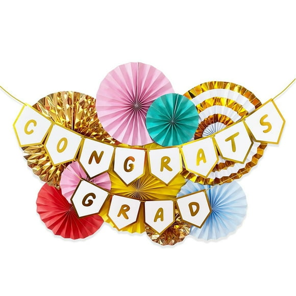 Packed Party "Congrats Grad" Paper Fan + Banner Decor