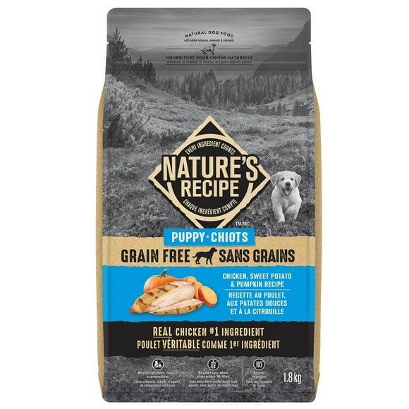 Nature's Recipe Puppy Grain Free Chicken, Sweet Potato & Pumpkin Recipe Dry Dog Food, 1.8kg