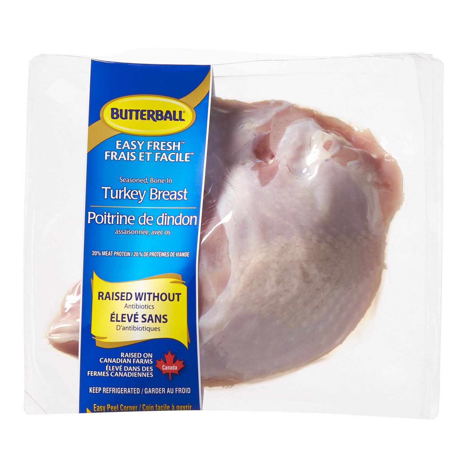 Butterball Fresh Turkey Bone-In Breast, Raised without Antibiotics (RWA), 1  breast / package, 0.65 - 0.80 kg 