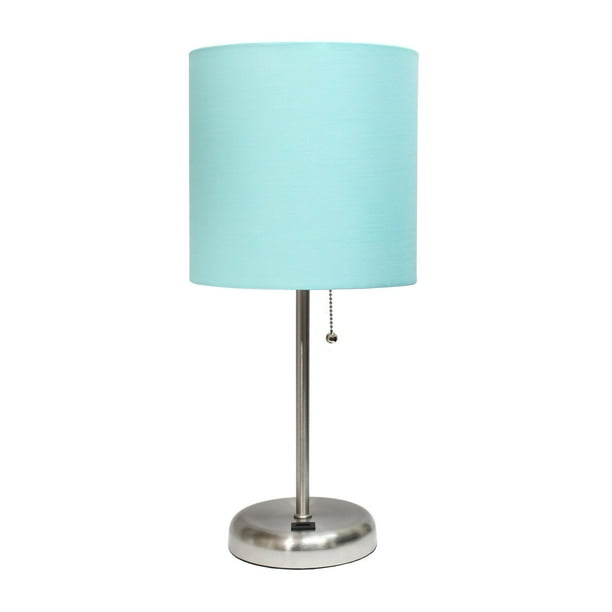 LimeLights Stick Lamp with USB charging port and Fabric Shade