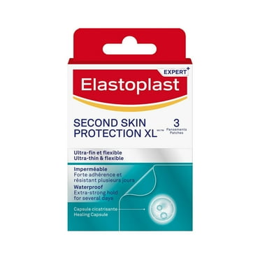 Elastoplast Second Skin Protection XL Hydrocolloid Patches, Ultra Thin and Flexible Hydrocolloid Dressings for Protection and Treatment of Superficial Wounds, Waterproof Plasters