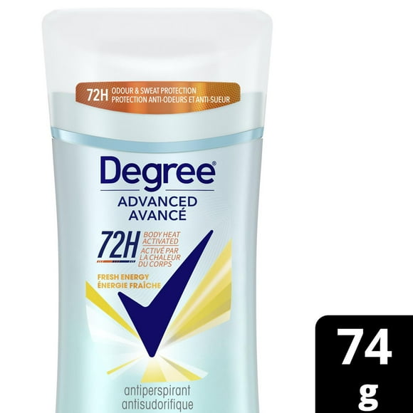 Degree Advanced Antisudorifique en Bâton pour 72 h de protection contre les odeurs et la transpiration Énergie Fraîche avec technologie MotionSense® 74g