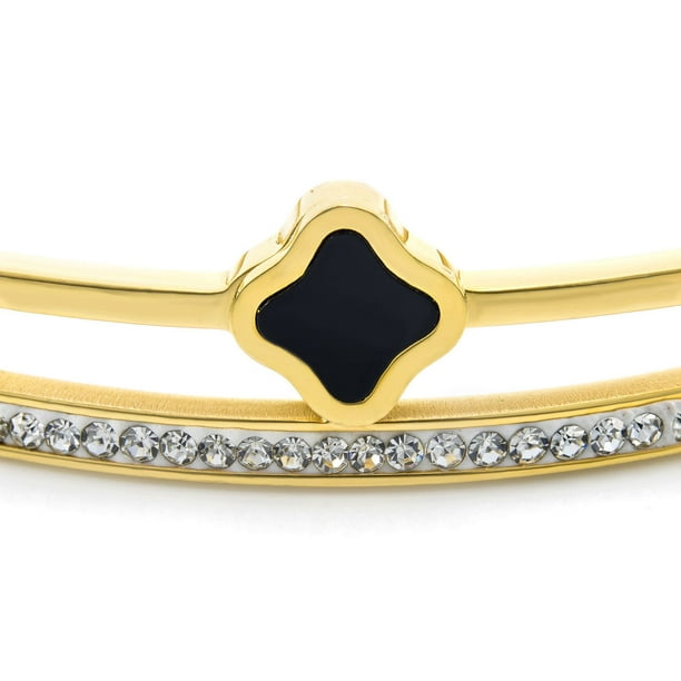 Bracelet porte-bonheur trèfle plaqué or