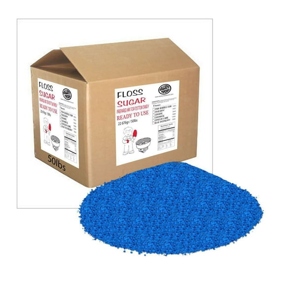 Box of 50 lbs Bullseye Popcorn Cotton Candy Floss Sugar Blue Raspberry