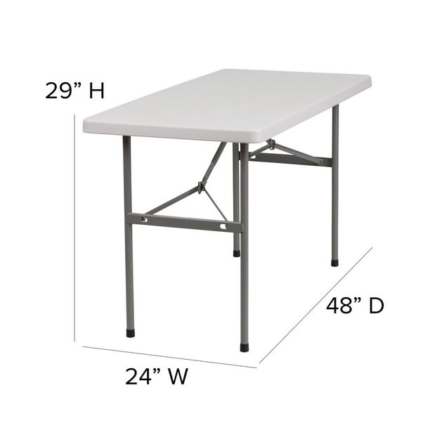 24''W x 48''L Granite White Plastic Folding Table 
