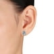 Clous d'oreille en forme de auréole Tangelo avec topazes bleues ciel et saphirs blancs synthétiques 2,20 ct PBT en argent sterling – image 3 sur 4
