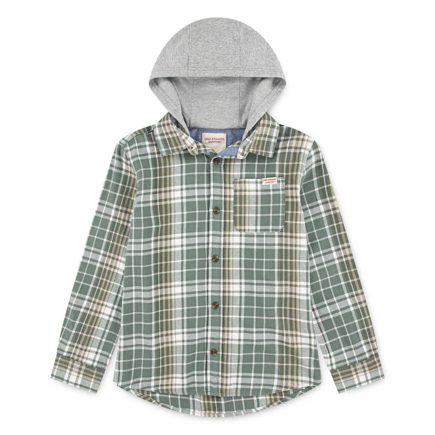Levi Strauss Signature Hooded Plaid Flannel Top