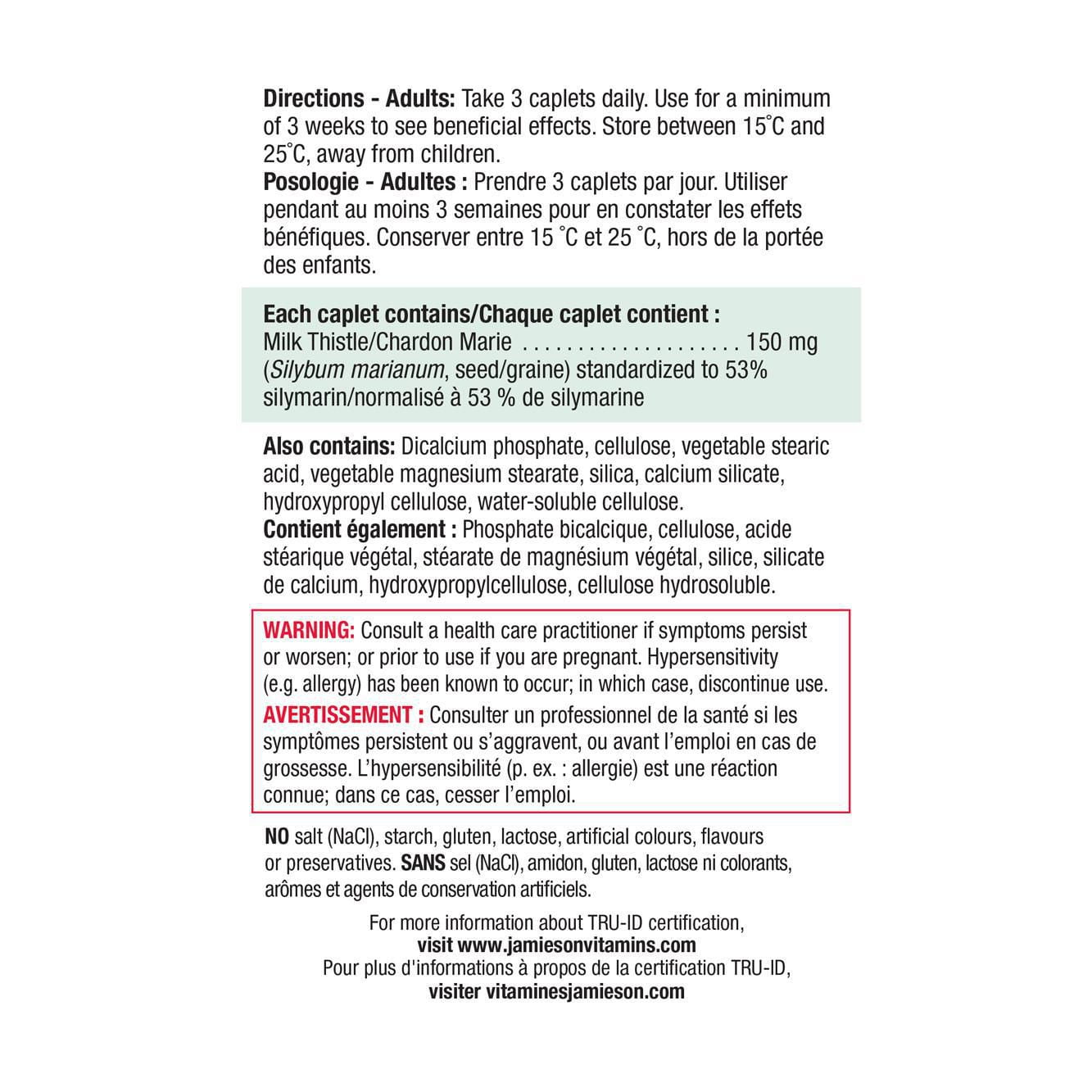 Jamieson Caplets de Chardon-Marie 60 + 30 caplets