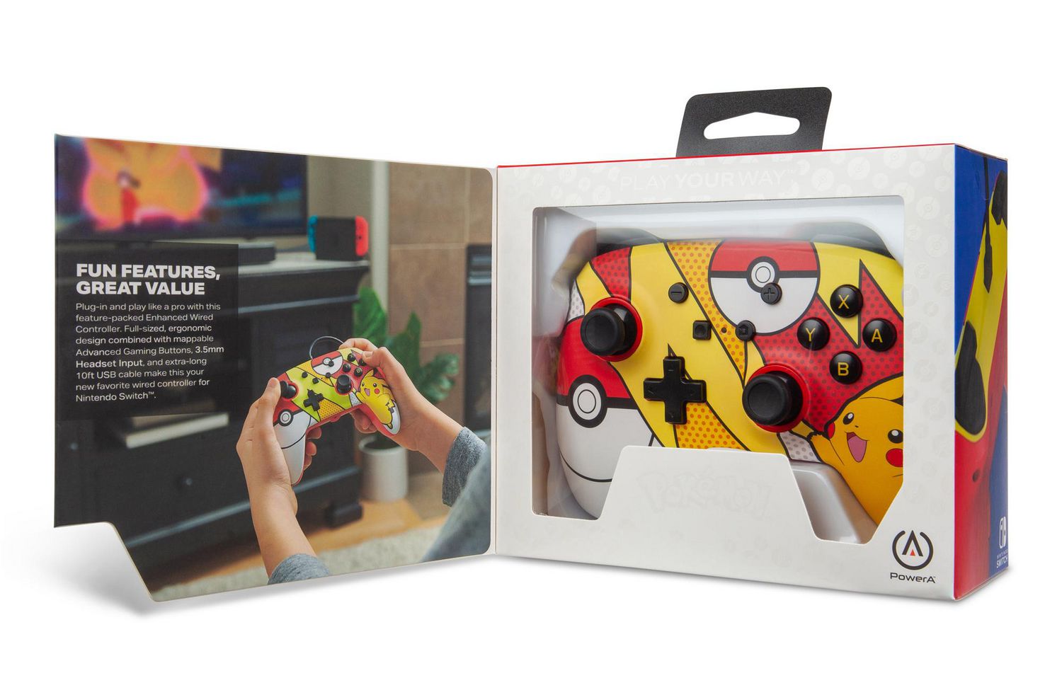 Mando Pro PowerA Con Cable Nintendo Switch Pikachu Pop Art - Promart