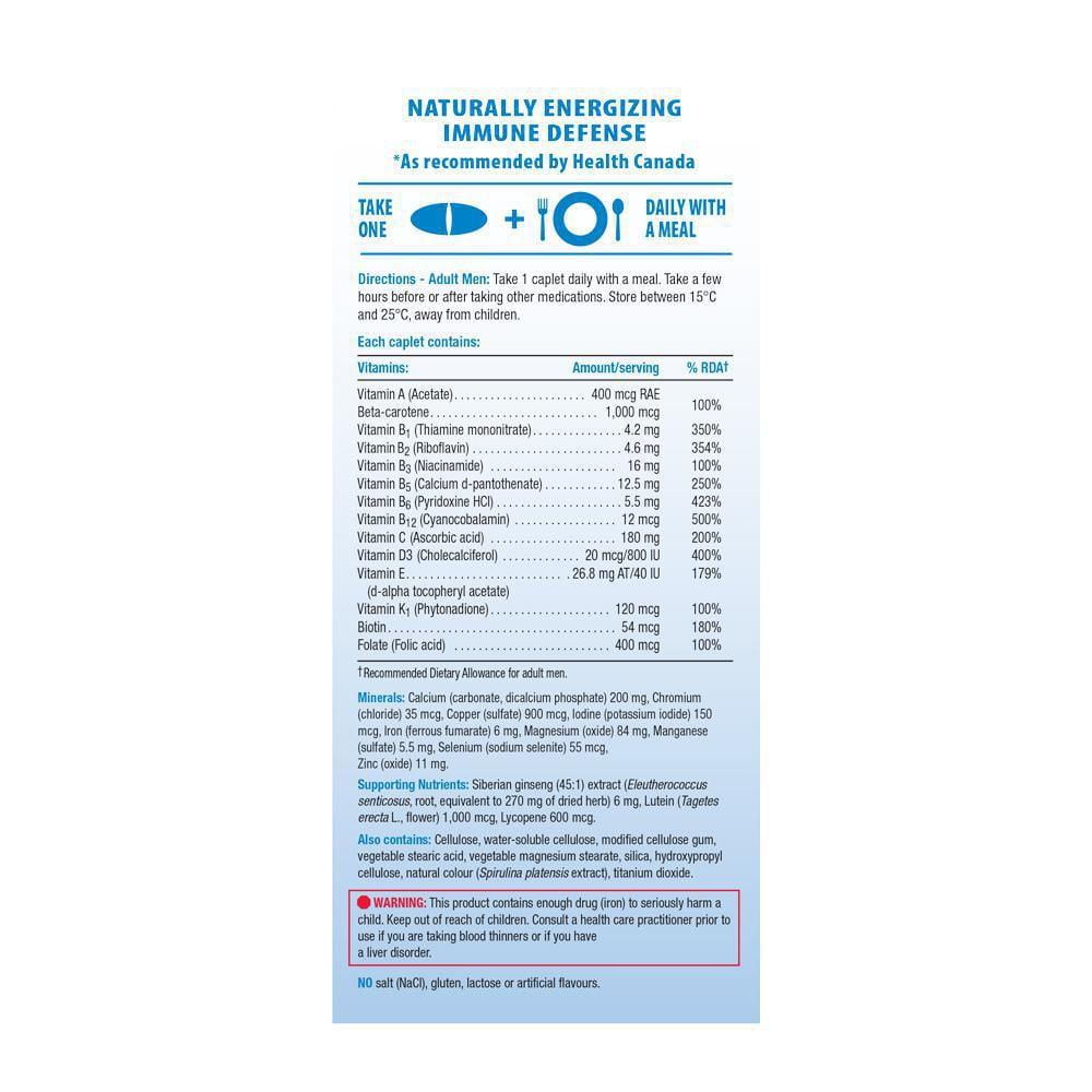 Jamieson Multivitamine Complète à 100% pour Hommes