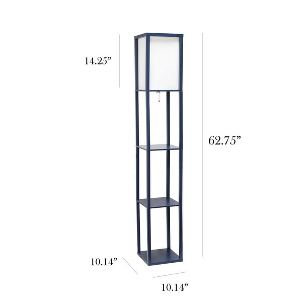 Lampe de sol Etagere Simple Conceptions Etagère de rangement avec abat-jour  en lin, Marine 