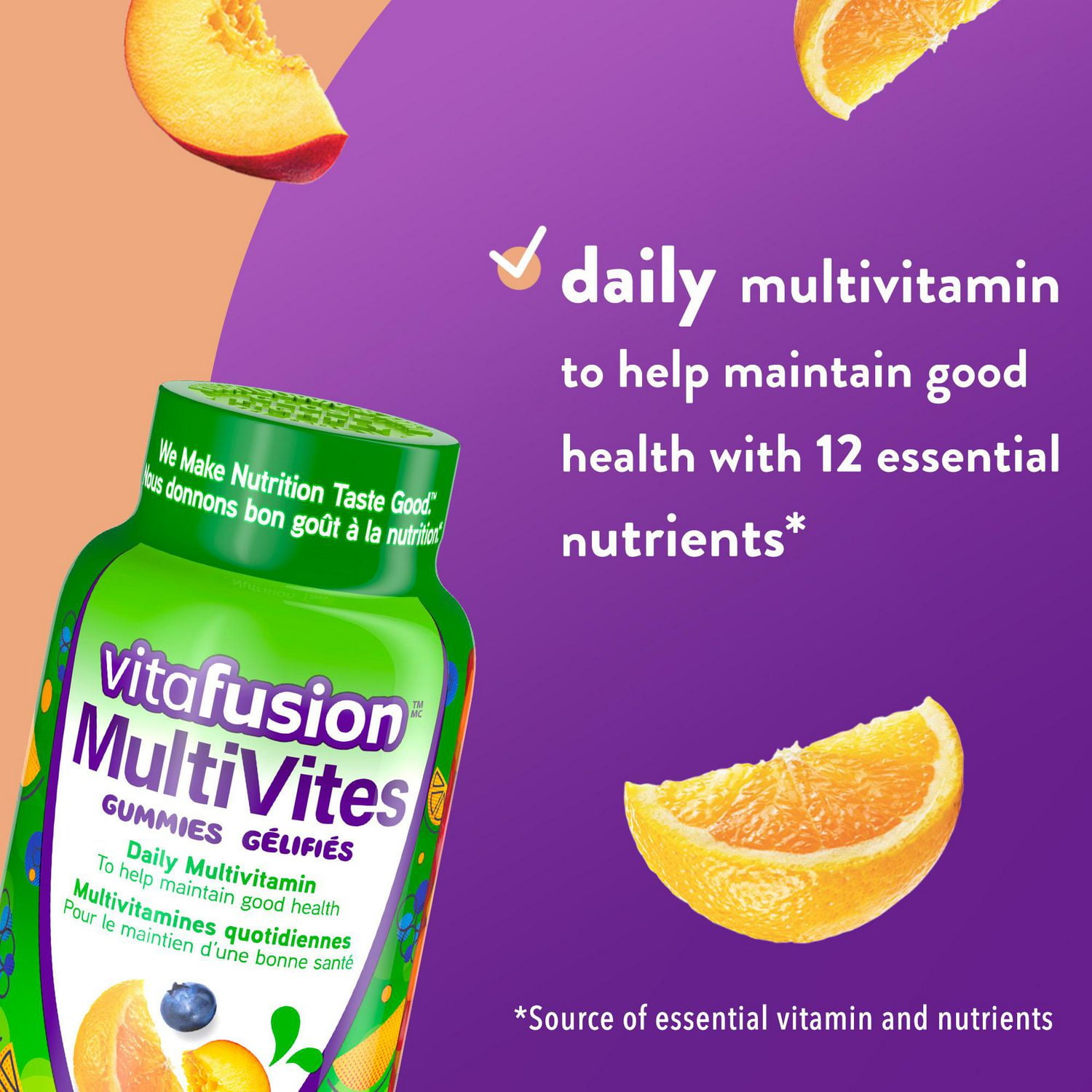Vitamines gélifiées Vitafusion MultiVites pour adultes 150 gélifiés, saveur naturelle