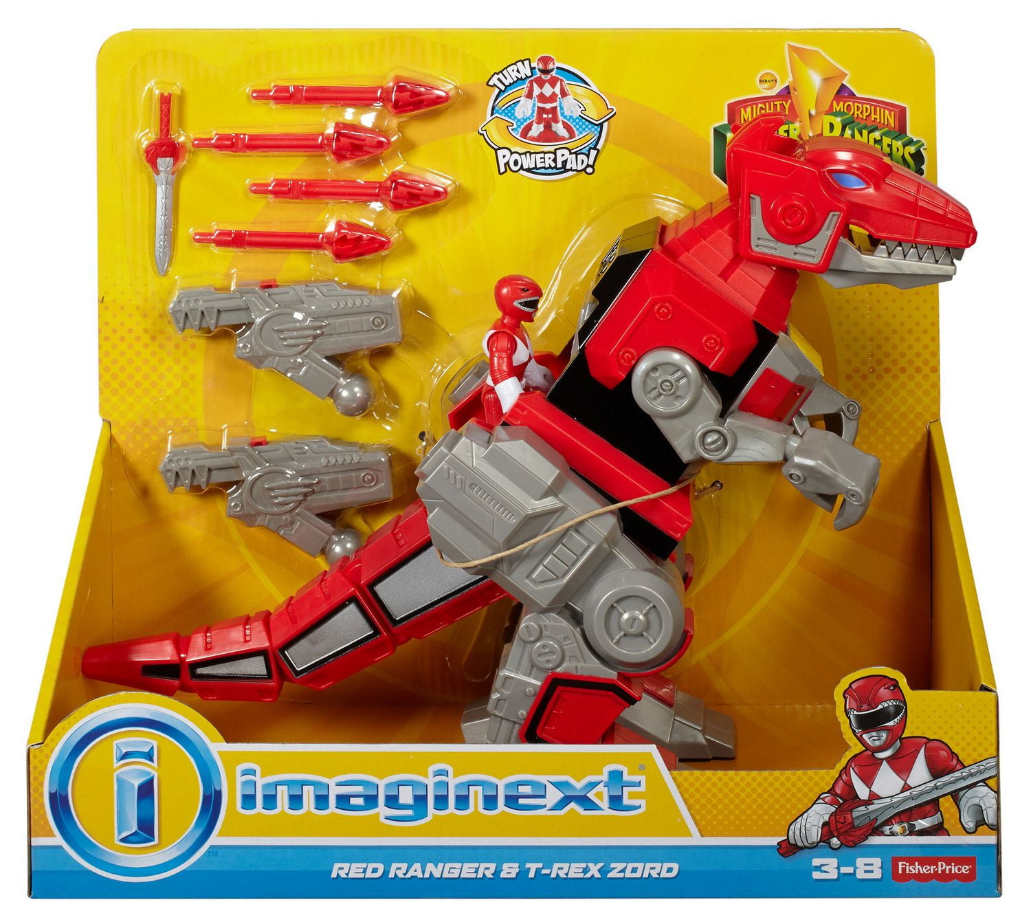 Fisher Price Imaginext Power Rangers Red Ranger And T Rex Zord Figures Walmart