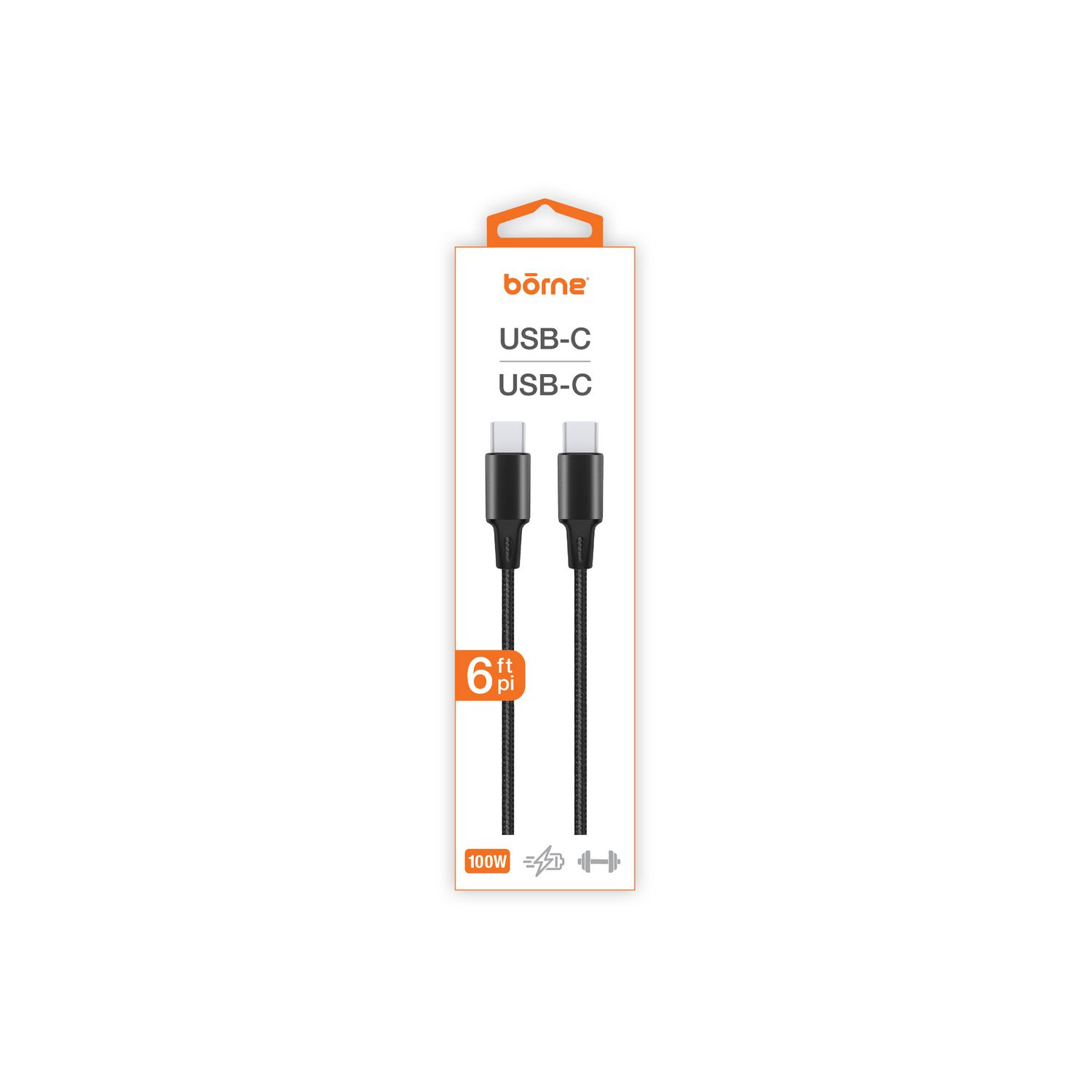 6FT USB-C TO USB-C 100W CABLE - BLACK
