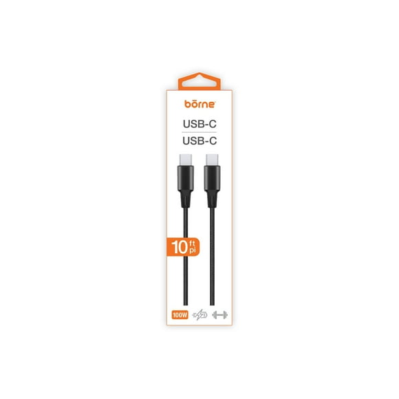 10FT USB-C TO USB-C 100W CABLE - BLACK