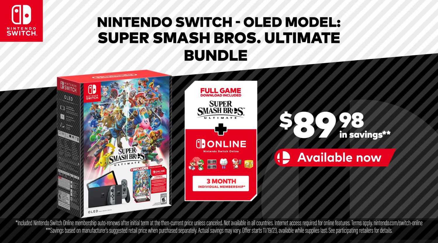 Nintendo Switch™ - OLED Model: Super Smash Bros.™ Ultimate Bundle (Full  Game Download + 3 Mo. Nintendo Switch Online Membership Included)