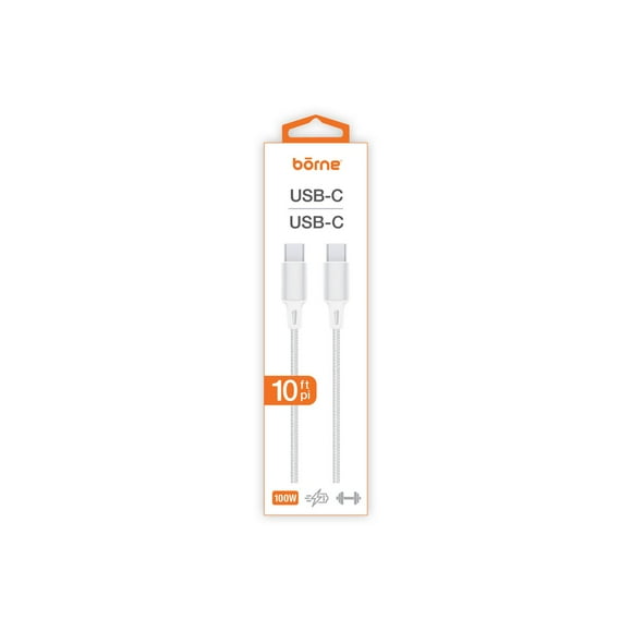 10FT USB-C TO USB-C 100W CABLE - WHITE