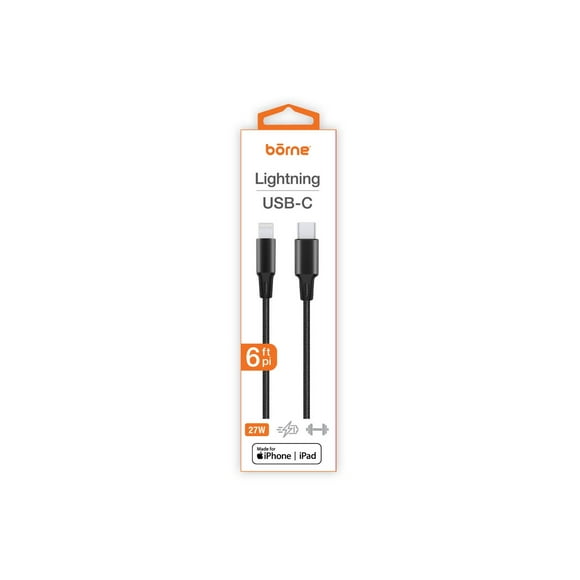 6FT LIGHTNING TO USB-C 27W CABLE - BLACK