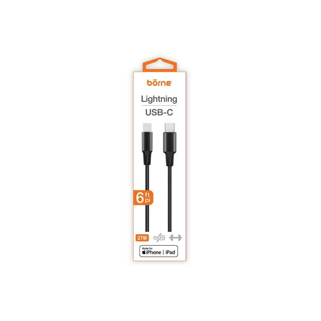 6FT LIGHTNING TO USB-C 27W CABLE - BLACK