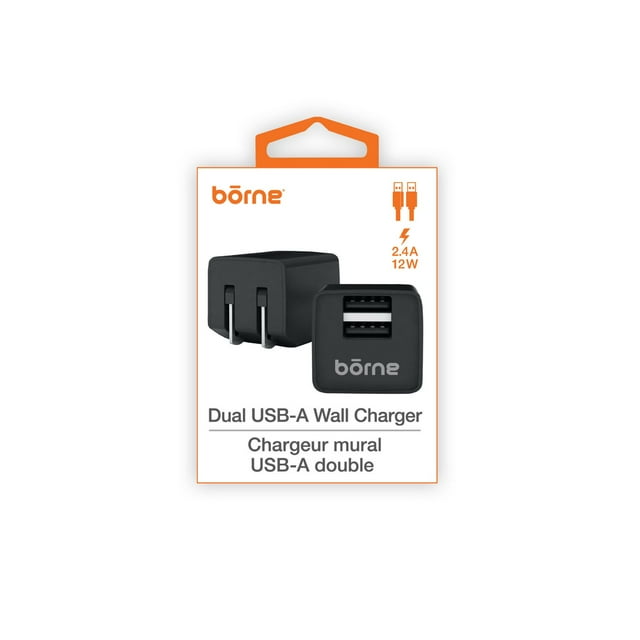 WALL CHARGER DUAL USB-A - BLACK