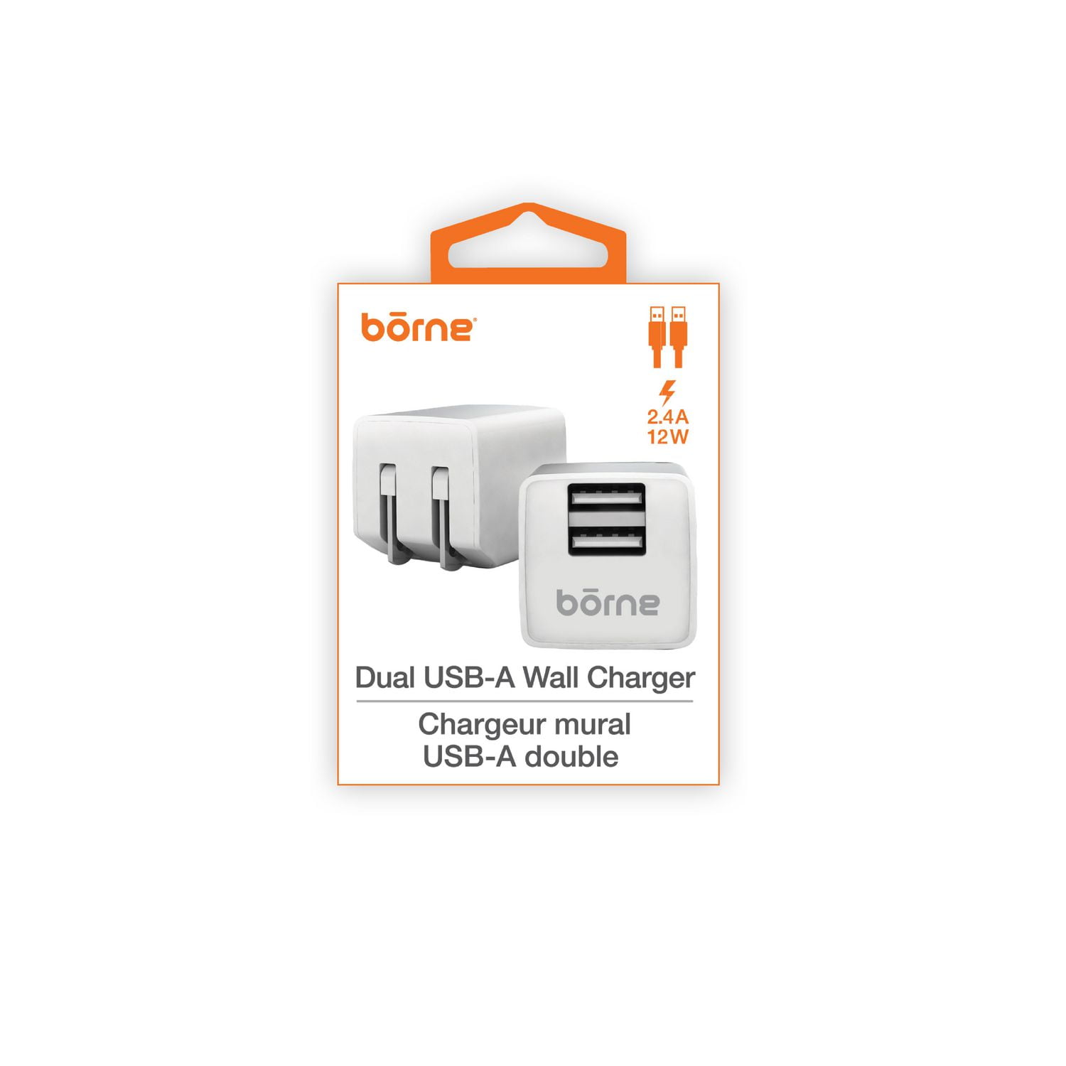 WALL CHARGER DUAL USB-A - WHITE