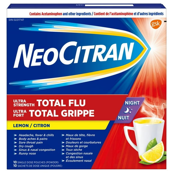 NeoCitran Ultra Strength Total Flu Night Lemon