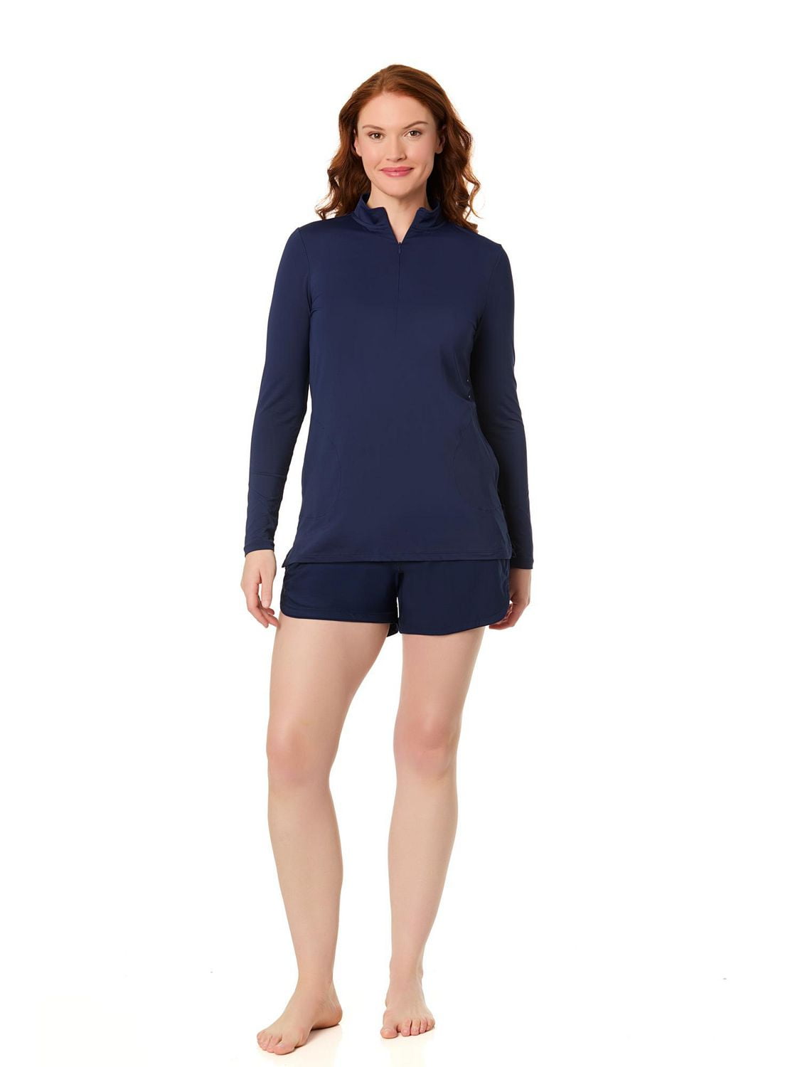 Lands' End Women's Size S-XXL Nylon Spandex Long Sleeve Swim Shirt with Zipper