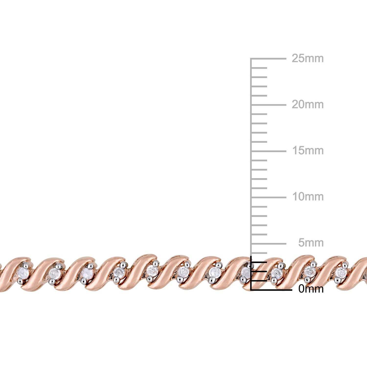 Bracelet Miabella avec diamants 0,25 CT poids total en argent sterling plaqué de rhodium rosé de 9,5 po