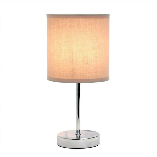 Simple Designs Chrome Mini Basic Table Lamp with Fabric Shade 