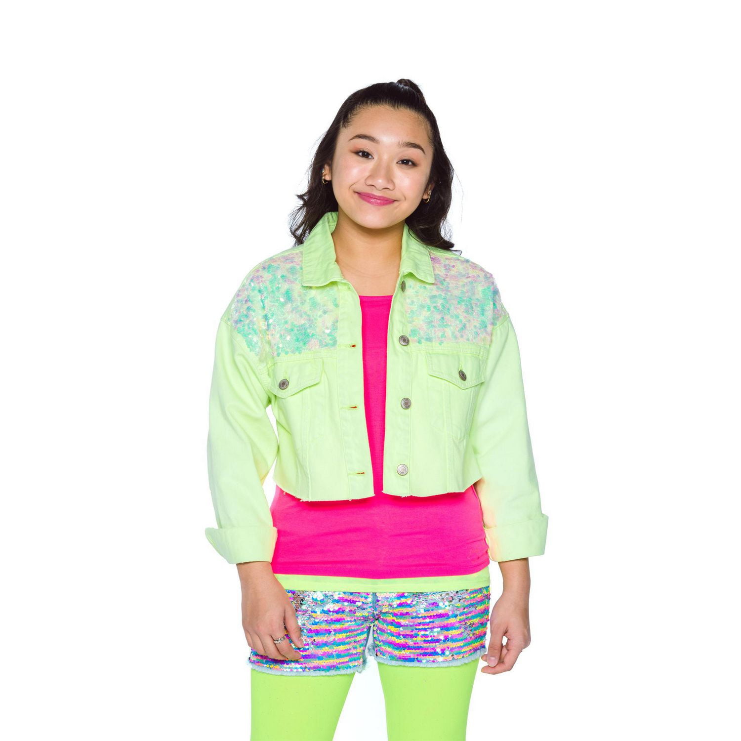 Neon cropped hotsell jean jacket