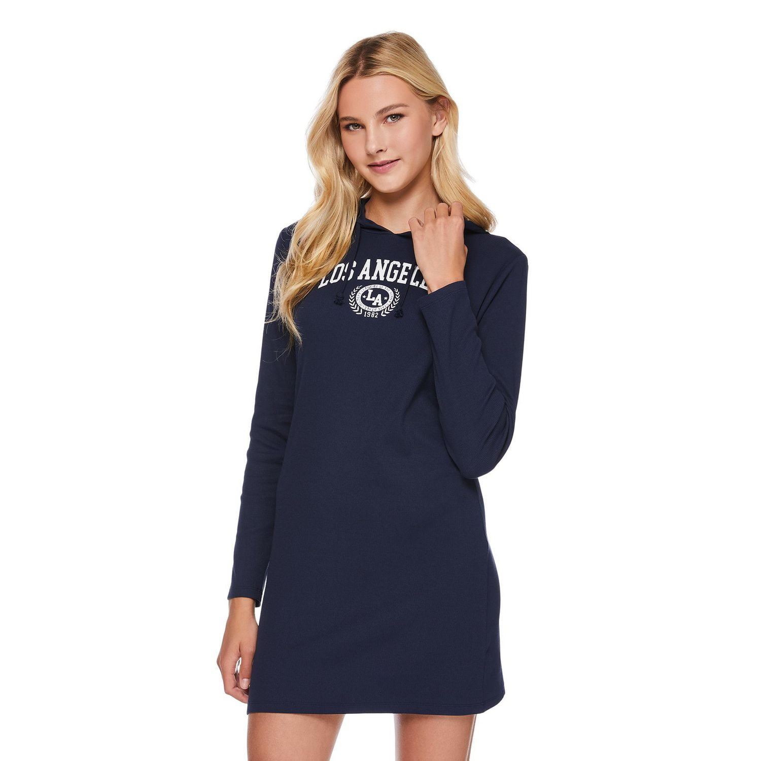 No Boundaries Women's Rib Hoodie Dress