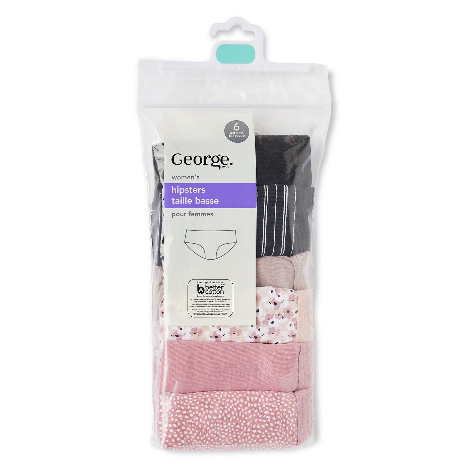 Lot de 6 paires culottes à taille basse George pour femmes