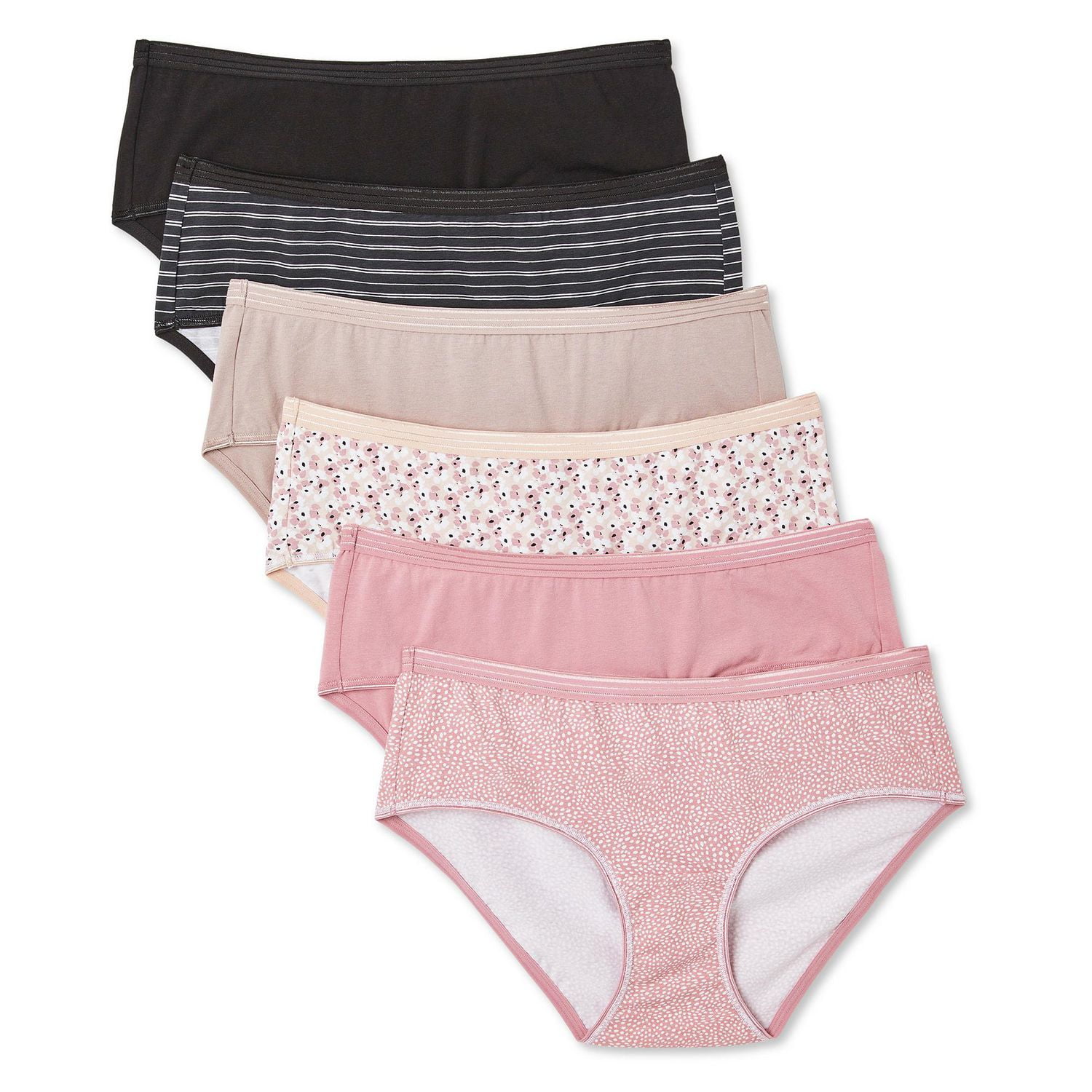 Lot de 6 paires culottes à taille basse George pour femmes Tailles TP–TTG