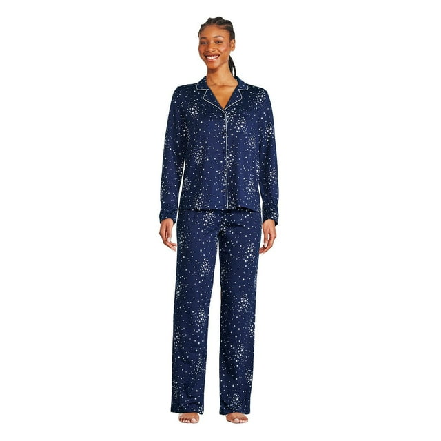 George Women's Notch Collar Pajama 2-Piece Set - Walmart.ca