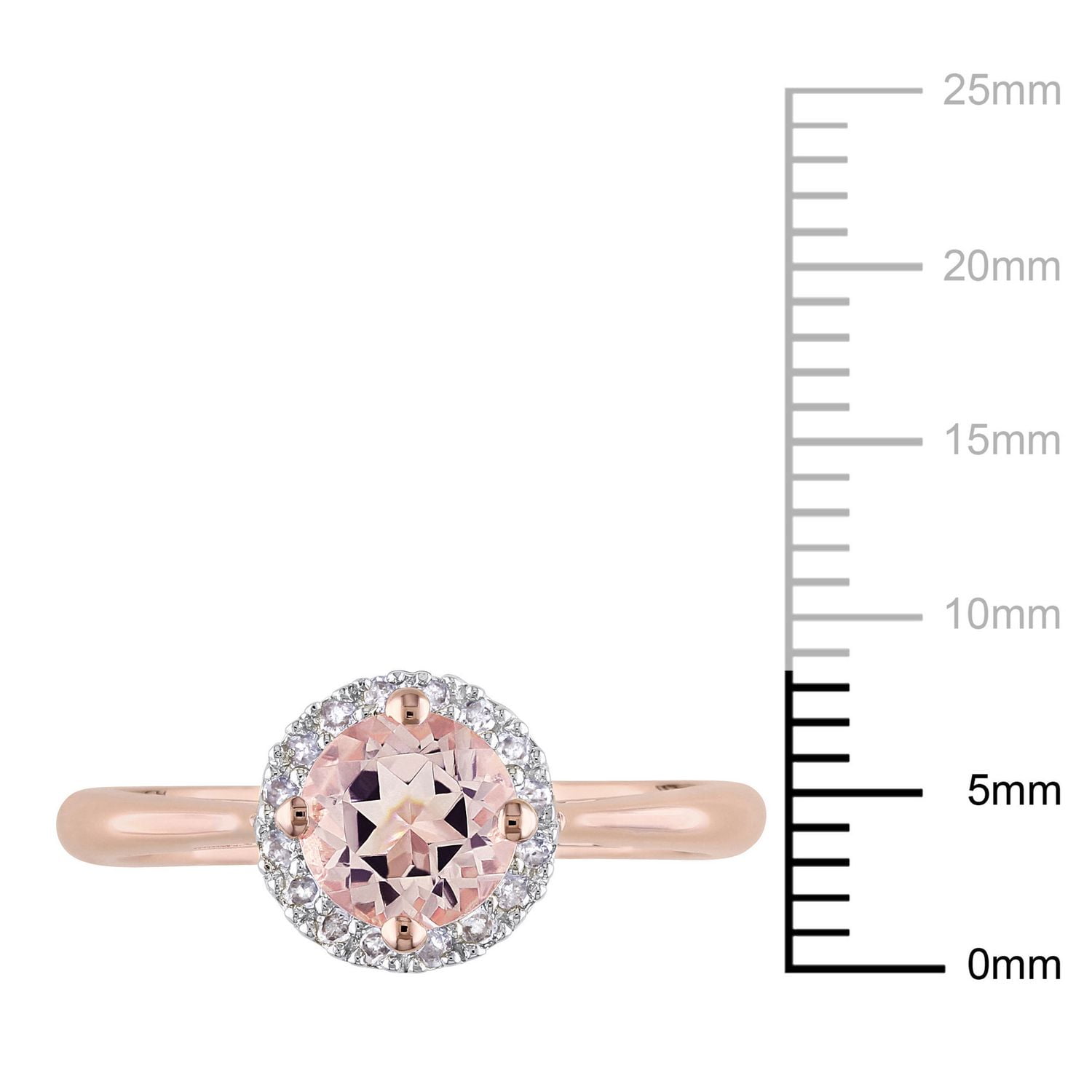 Tangelo 0.80 Carat T.G.W. Morganite and 0.10 Carat T.W Diamond 10 K Rose Gold Halo Ring