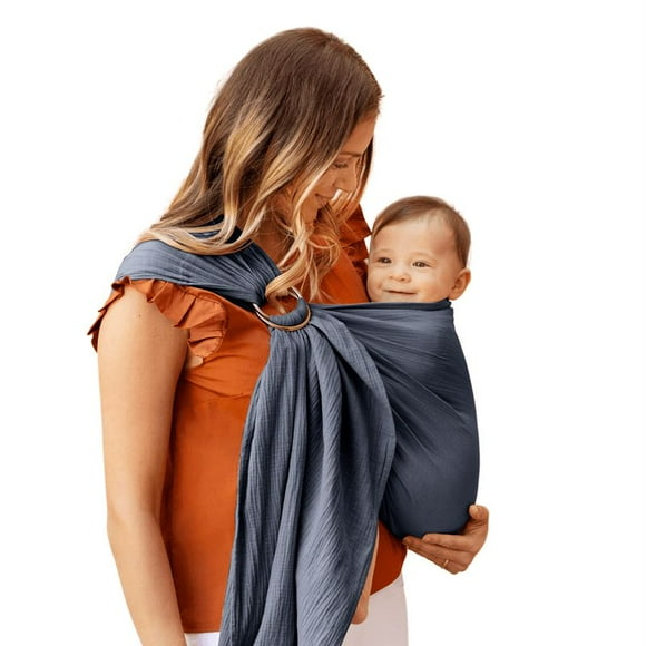MOBY - Ring Sling - One Size | Versatile Support Wrap for Mothers, Fathers, and Caregivers | Baby Wrap and Carrier for Newborns, Infants, and Toddlers - Cotton | Holder Can Carry Babies up to 33 lbs | Pewter