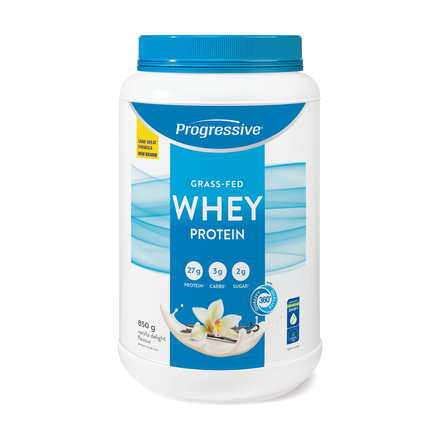 Progressive Grass Fed Whey Protein Powder, 27 g, Vanilla Flavour, 850 g